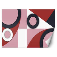 FOTOTAPETE, Geometrische Abstrakt Rot Rosa Schwarz 254x184 - Rot, Textil (254/1cm) - Feeby