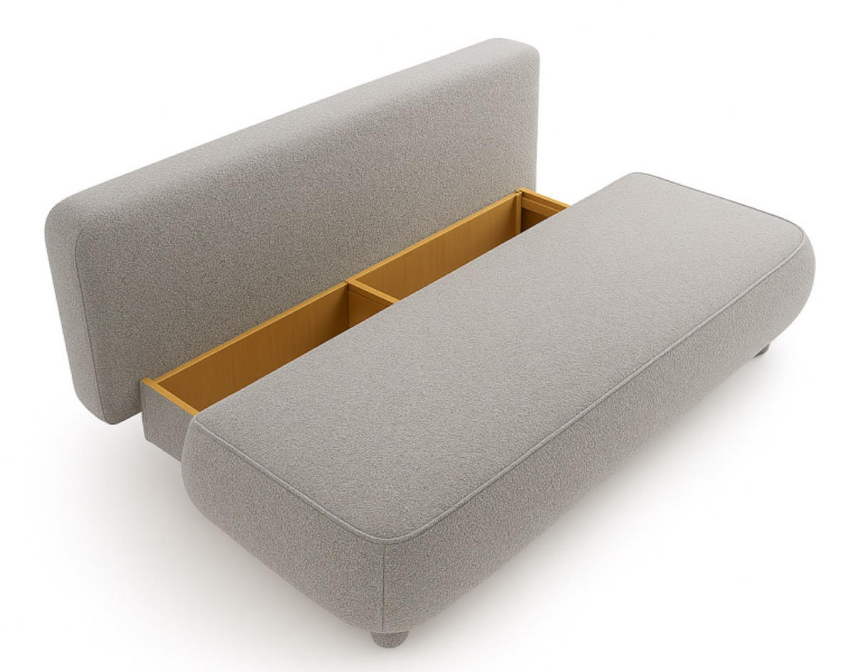 SITZSOFA Hellgrau MAJA Mit Schlaffunktion In Bouclé - Grau, Textil (209/96/96cm) - Sepro Meble