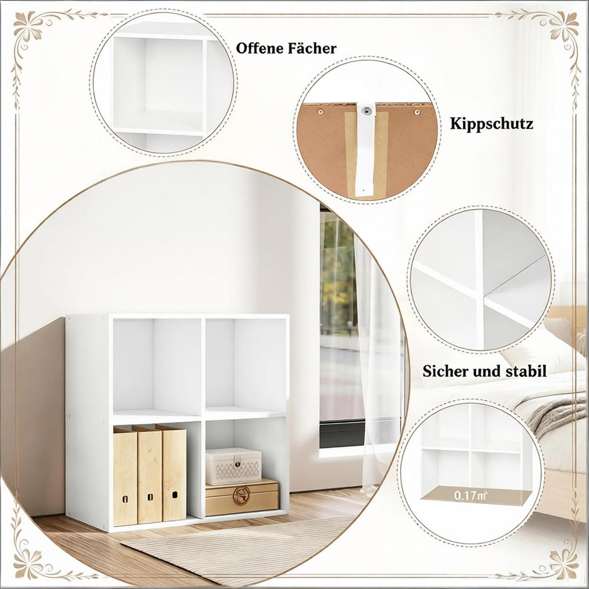 BÜCHERREGAL Weiß mit 4 offenen Fächern 59,6/29/59,8 cm - Weiß, Holzwerkstoff (60/60/29.5cm) - PANGIVO