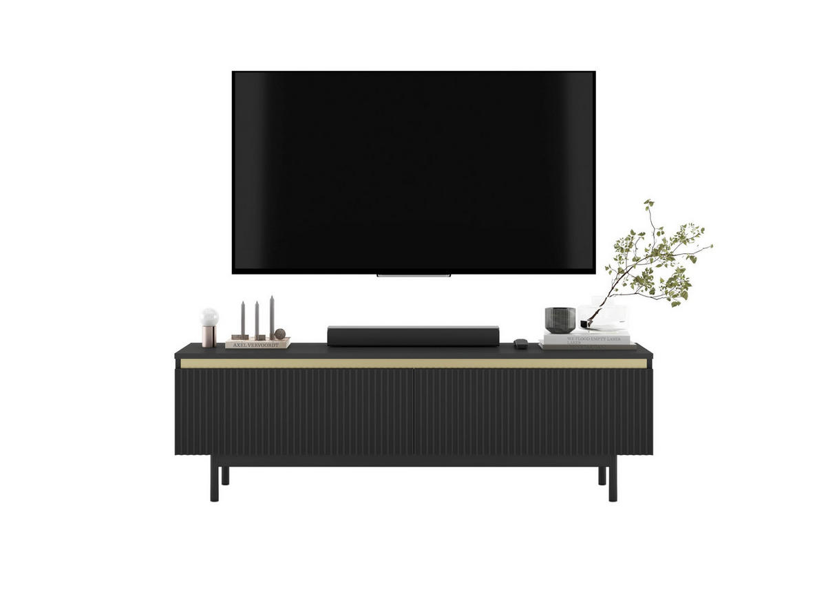TV-SCHRANK Selene Schwarz Matt mit Metallrahmen 140 cm - Schwarz, Holzwerkstoff (140/44/35cm) - Meble Lindner