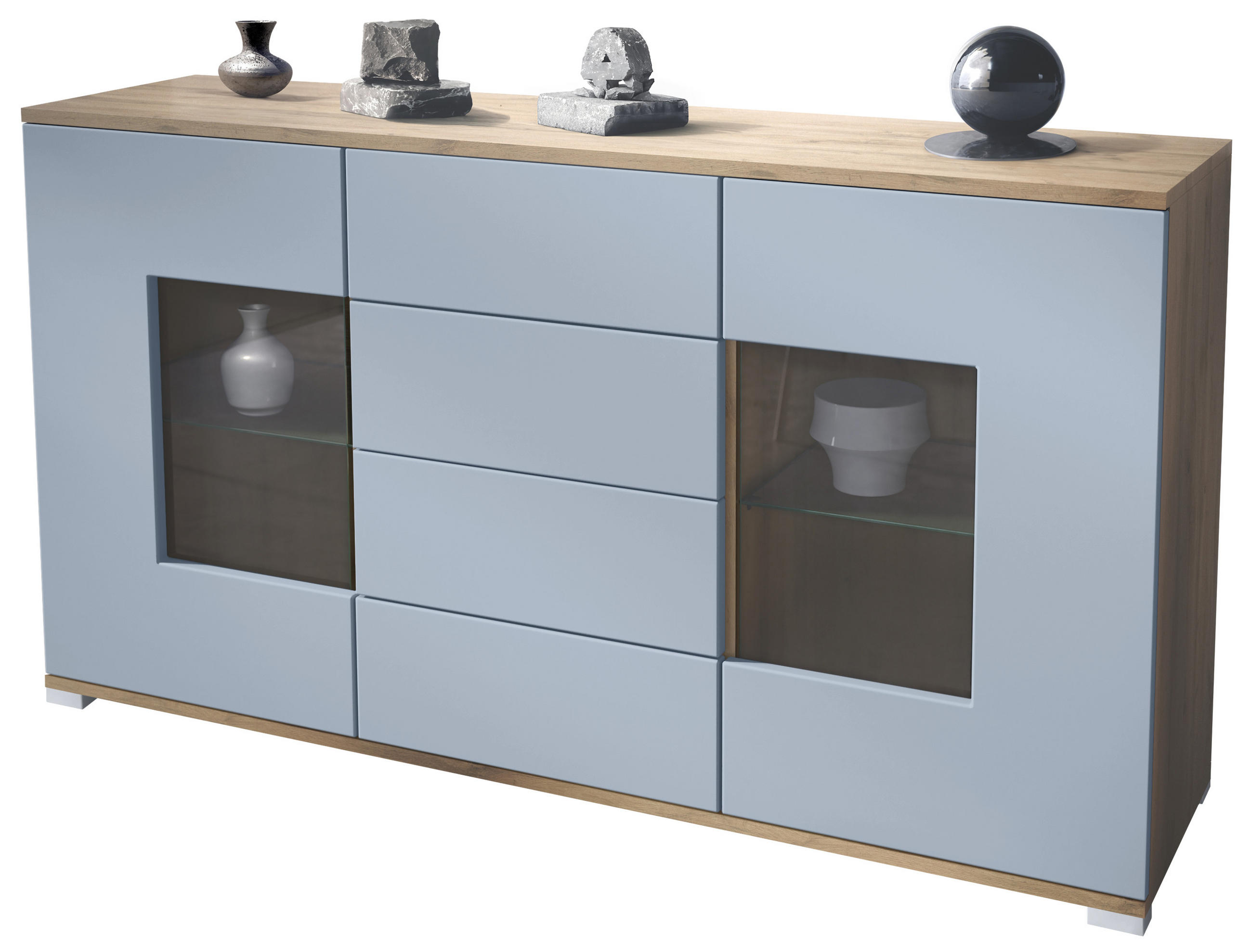 SIDEBOARD Grömitz Denim matt - Pastellblau, Holzwerkstoff (138.5/75.5/35cm) - Vladon