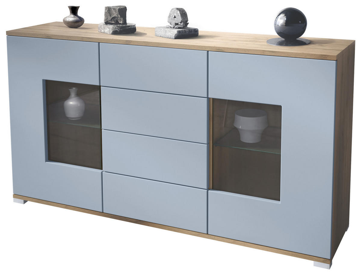 SIDEBOARD Grömitz Denim matt - Pastellblau, Holzwerkstoff (138.5/75.5/35cm) - Vladon