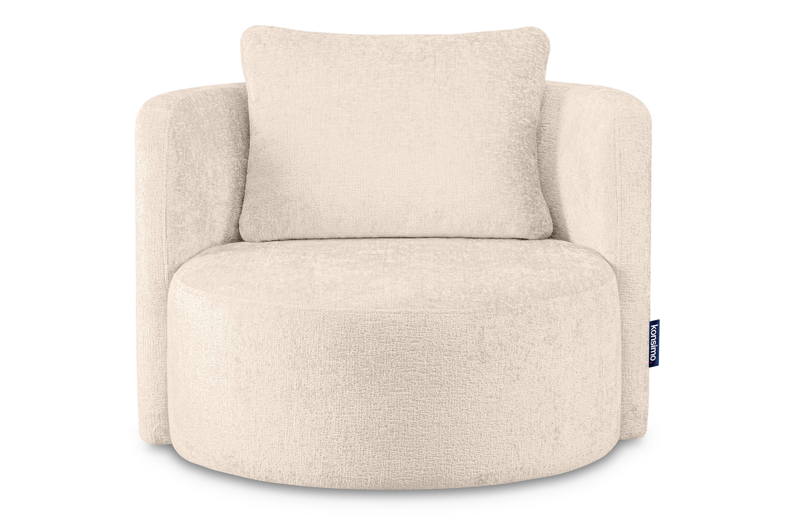 DREHSESSEL RAGGI 360° Drehfunktion mit inklusive dekorativem Kissen, Ecru - Ecru, Textil (92/75/94cm) - KONSIMO®