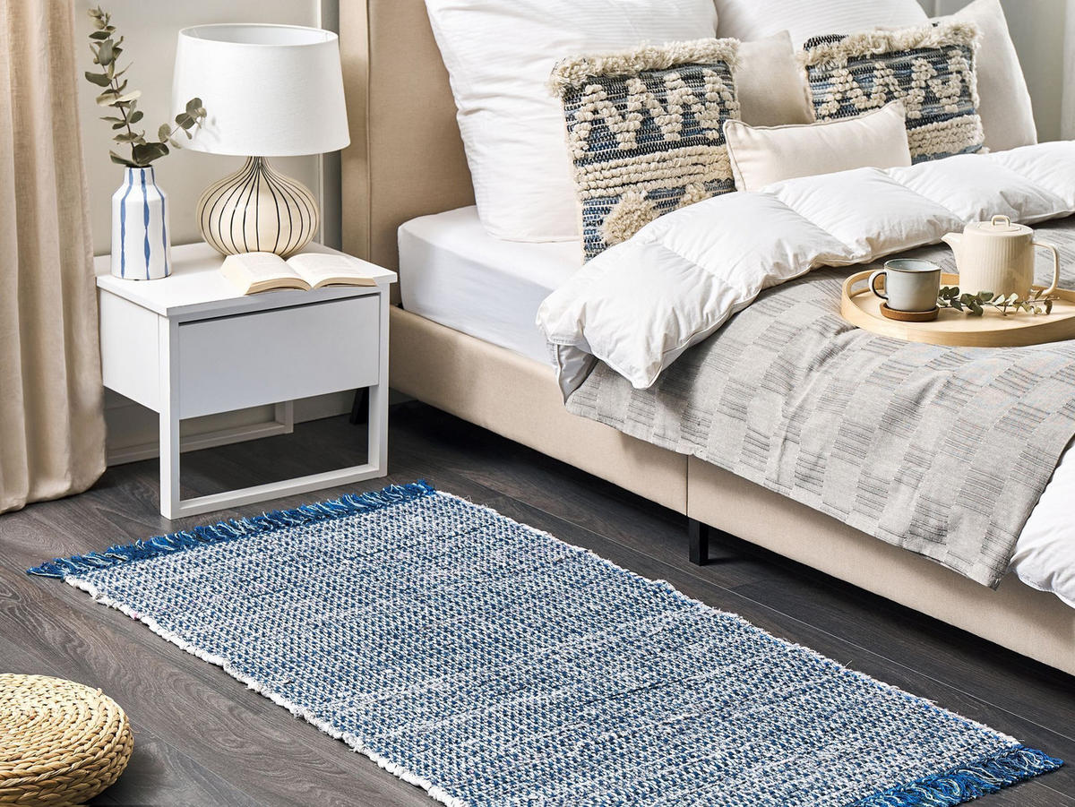 TEPPICH geflochten Besni 150/80 cm - Blau, Textil (80/150cm) - Beliani