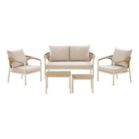 LOUNGE-SET, Bella, Tisch Natur, Stühle Sand, Metall / Polyester, 109 x 56 x 42 cm, 5-teilig - Naturfarben, Metall - ebuy24