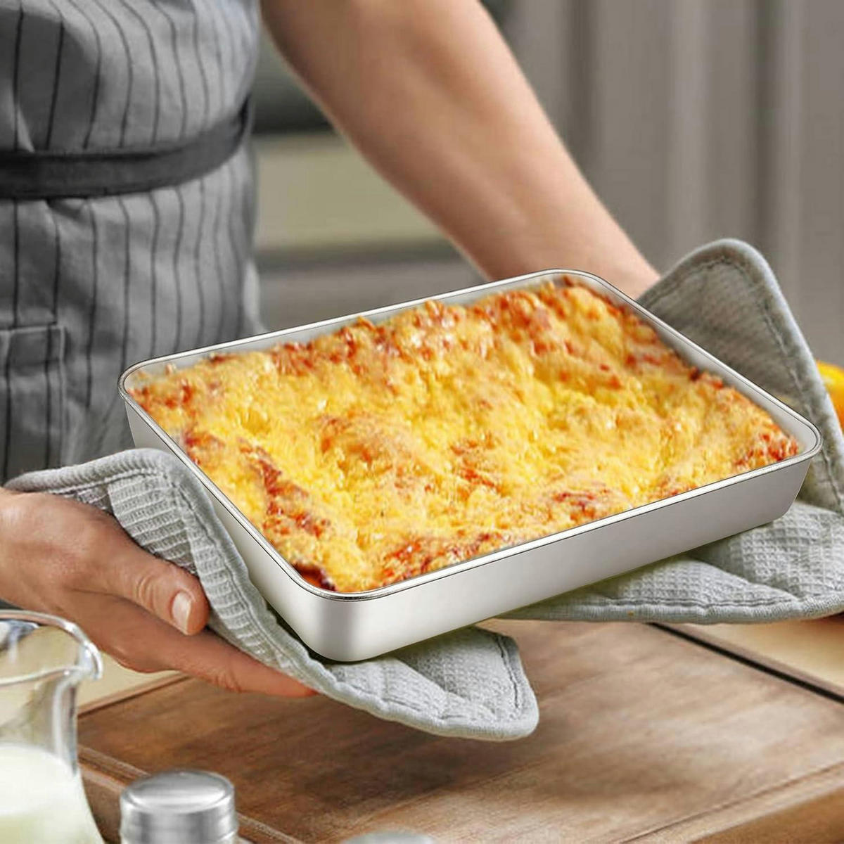 BACKBLECH aus Edelstahl, rechteckig, zum Backen und Braten - Silberfarben, Metall (18/5/23.8cm)
