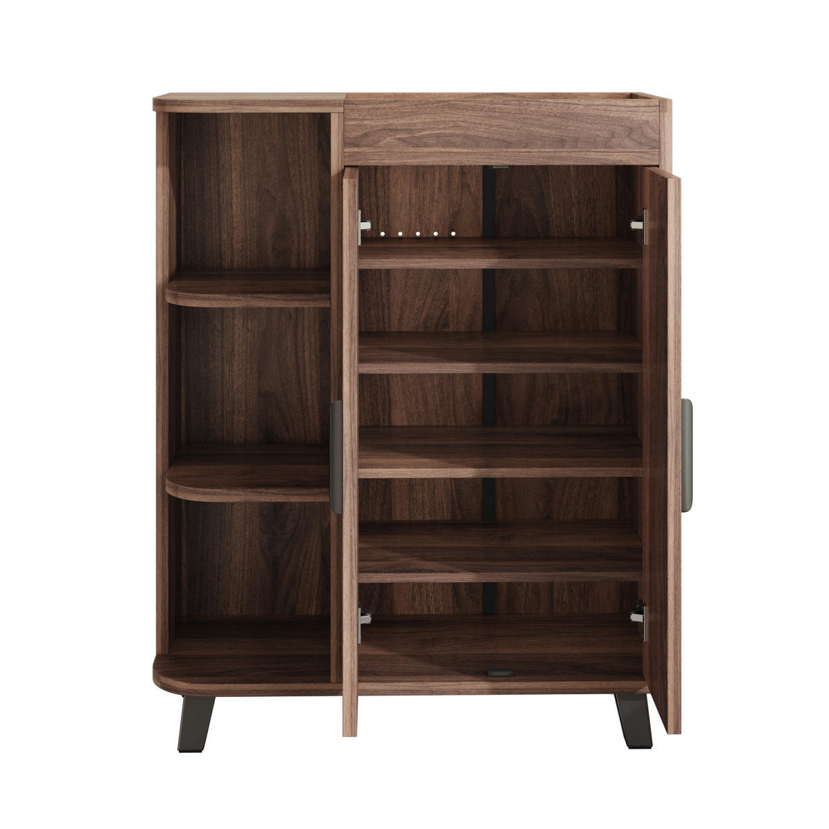 SCHUHSCHRANK Braun in Holzoptik mit offenen Fächern für Flur - Braun, Holz (80/99/32cm) - PARAFTA HOME