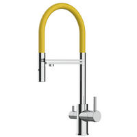 3-WEGE-KÜCHENARMATUR, Verchromt und Gelb, 2-Strahl-Brause - Gelb, Metall (20.8/50.8/20.8cm) - VIZIO