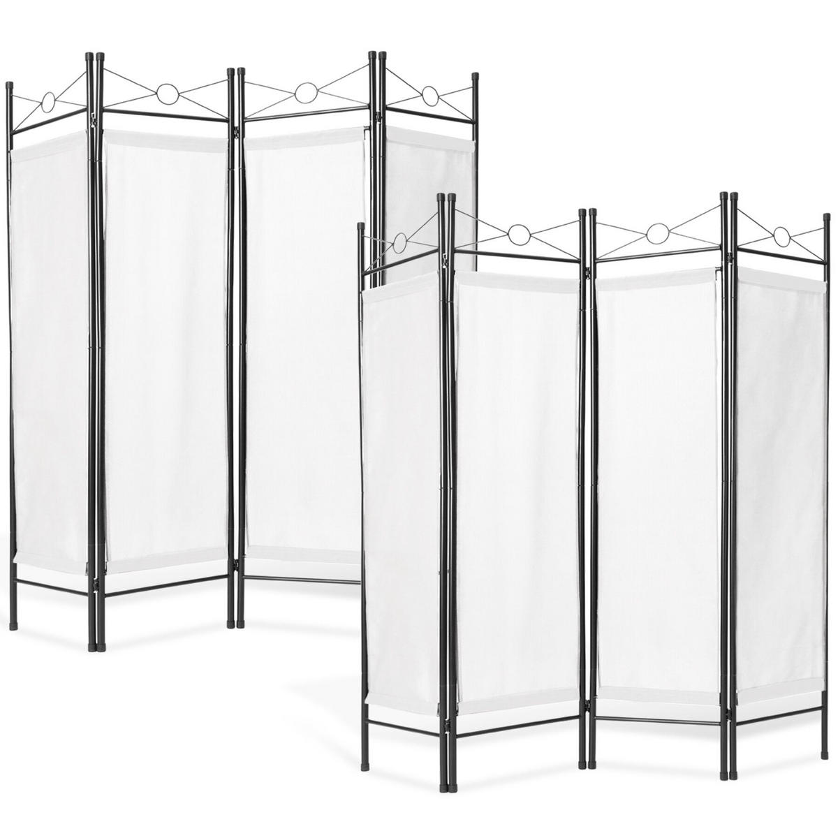RAUMTEILER 2er Set, 160 x 2,5 x 180 cm, weiß - Weiß, Metall (2.5/180/160cm) - tectake