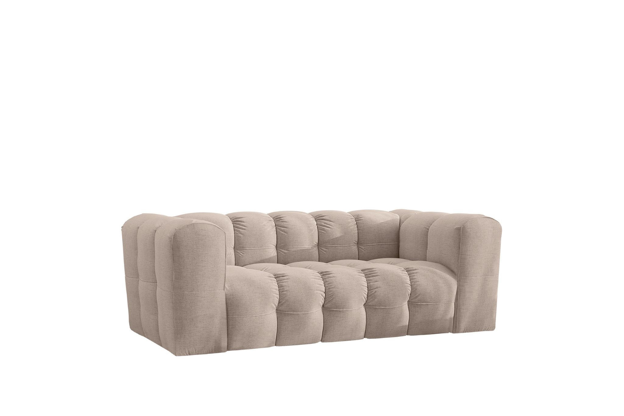 SOFA 2-Sitzer, Komfort, BALOO, Stoff Schenille, Beige - Beige, Holz (196/75/106cm) - Kaiser Möbel