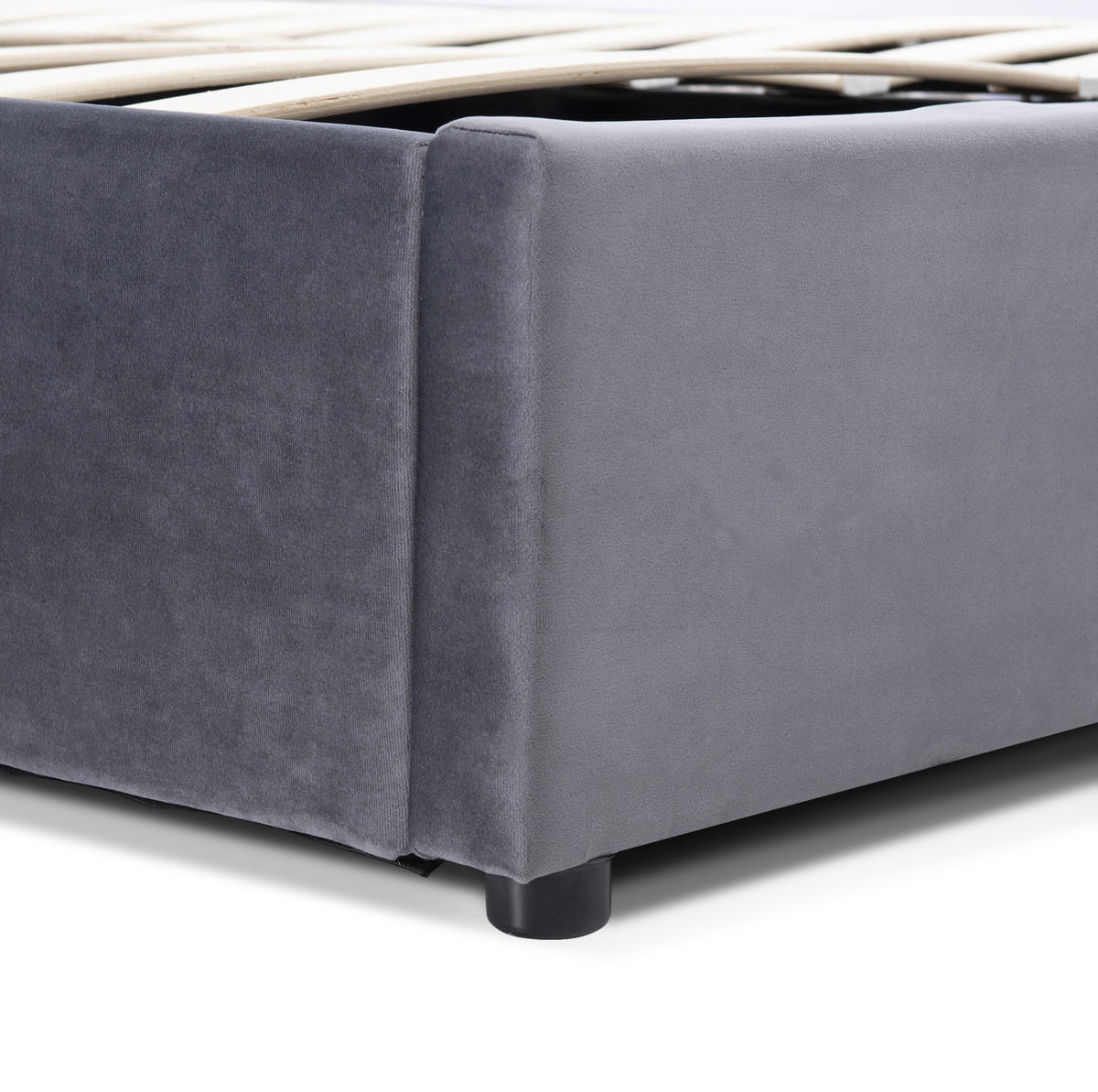ČALÚNENÁ posteľ s úložným priestorom 140/200 cm, zamat, sivá, s nastaviteľným čelom - sivá, textil (140/200cm) - BEAOK