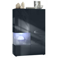 VITRINE Morena Einsatz in Grau Hochglanz - Grau, Holzwerkstoff (91.5/136.5/37cm) - Vladon