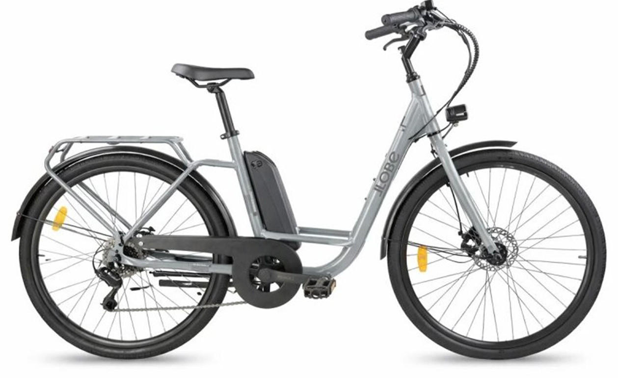 CITY E-BIKE 26" Town Compact grau - Grau, Metall (125cm) - LLOBE