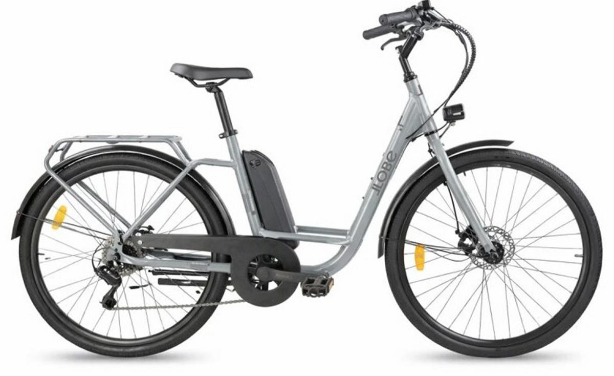 CITY E-BIKE 26" Town Compact grau - Grau, Metall (125cm) - LLOBE