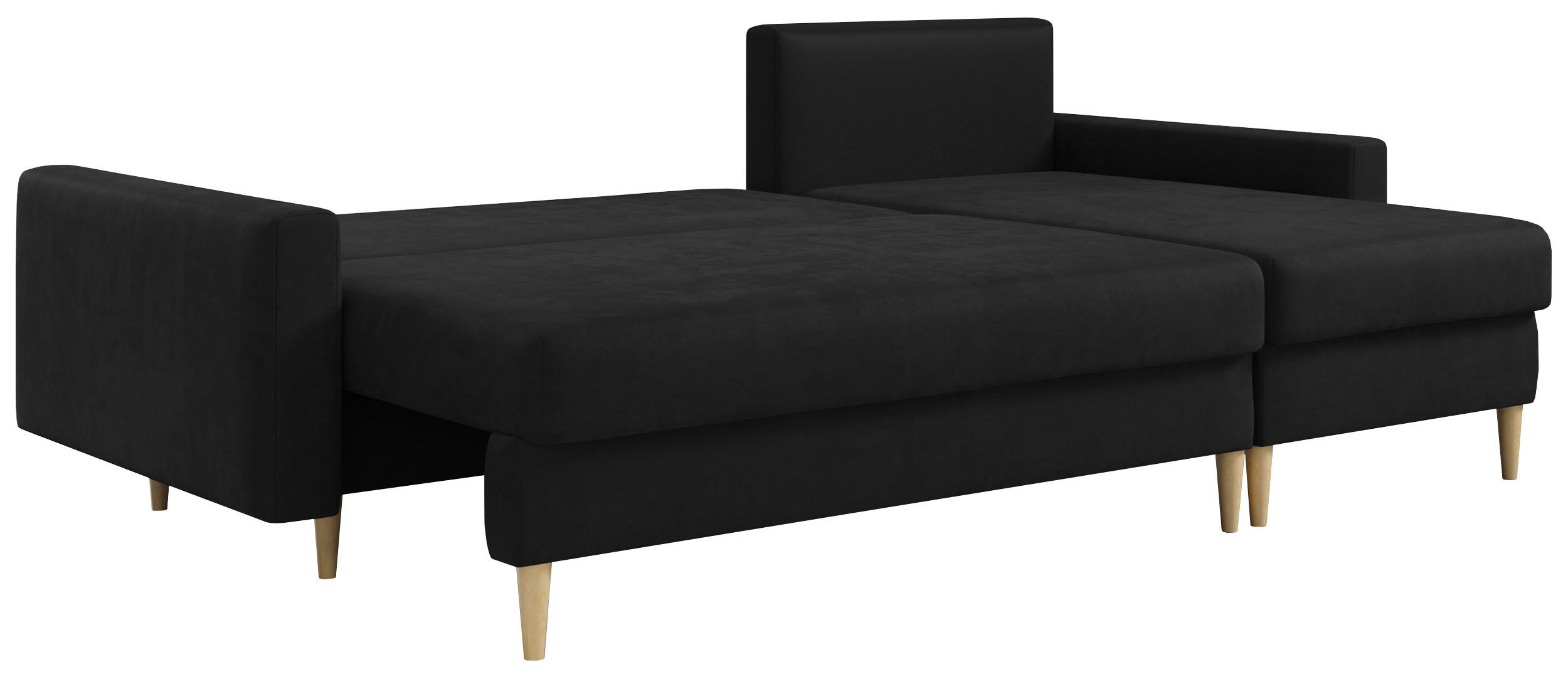ECKSOFA Lang Velvet Schwarz - Schwarz/Braun, Holz/Textil (220/140cm) - MKS