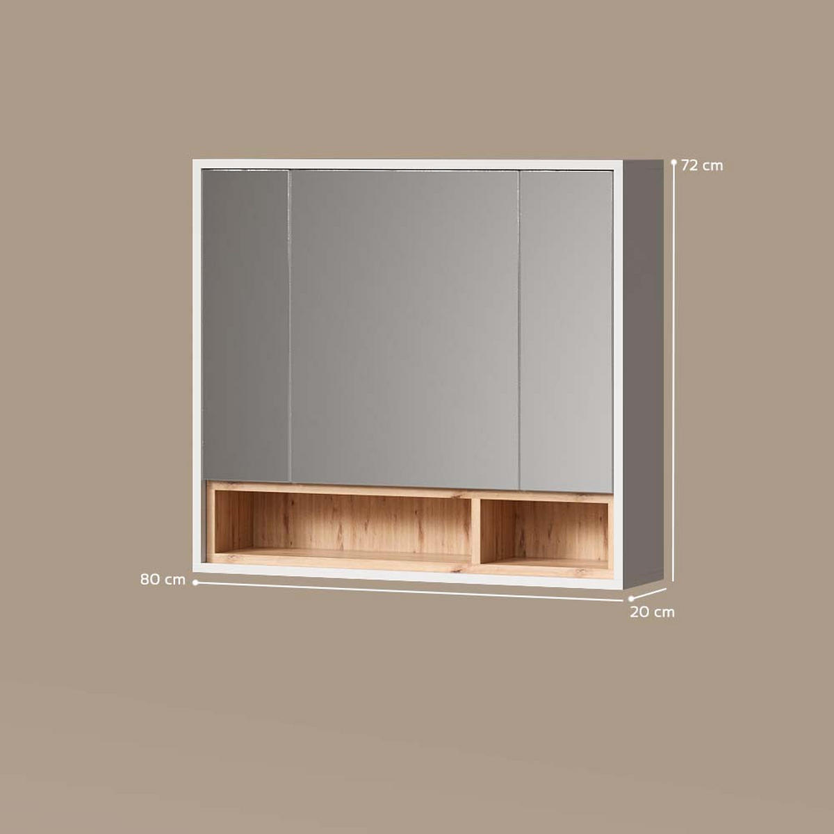 BADSPIEGELSCHRANK Temo Weiß 80 x 72 cm - Weiß, Holzwerkstoff (80/72/20cm) - Livinity®