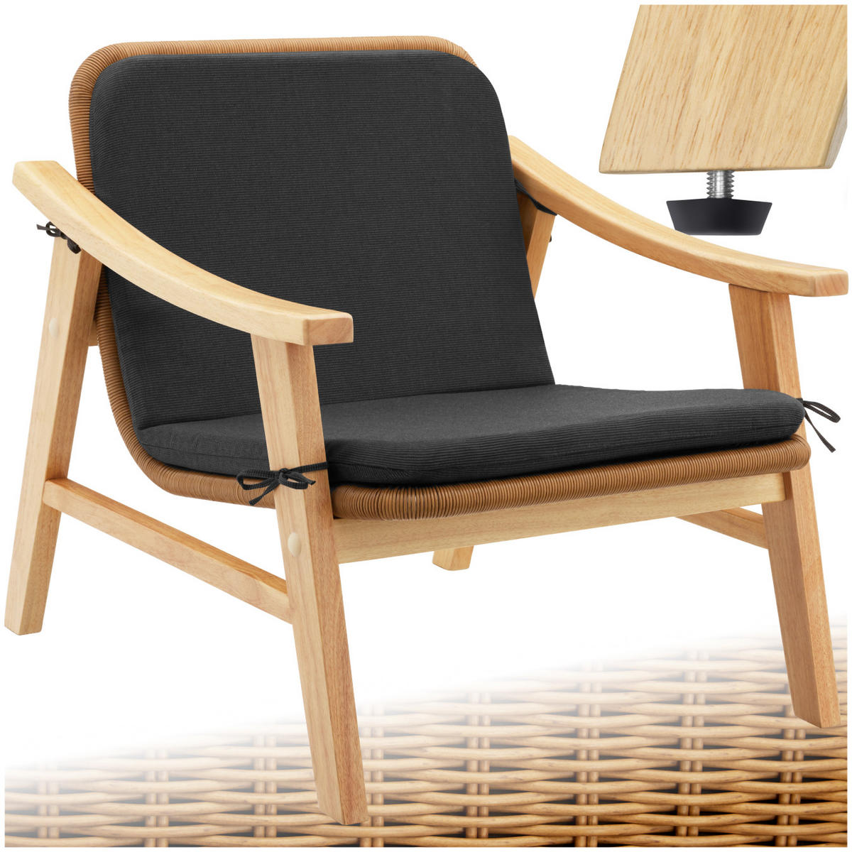 RATTAN STUHL Treviso,69 x 76 x 69,5 cm,natur - Naturfarben, Kunststoff (69/69.5/76cm) - tectake