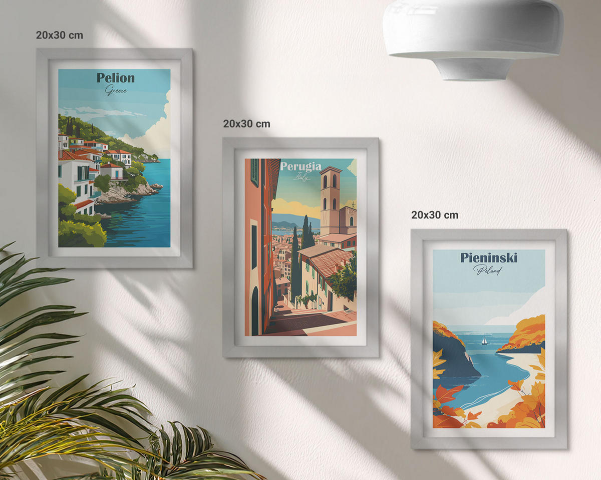 WANDBILDER 3er Set - 20x30 cm Silberner Rahmen - Malerische Retro-Landschaften - Silberfarben, Kunststoff (20/30cm) - ArtPrintCave