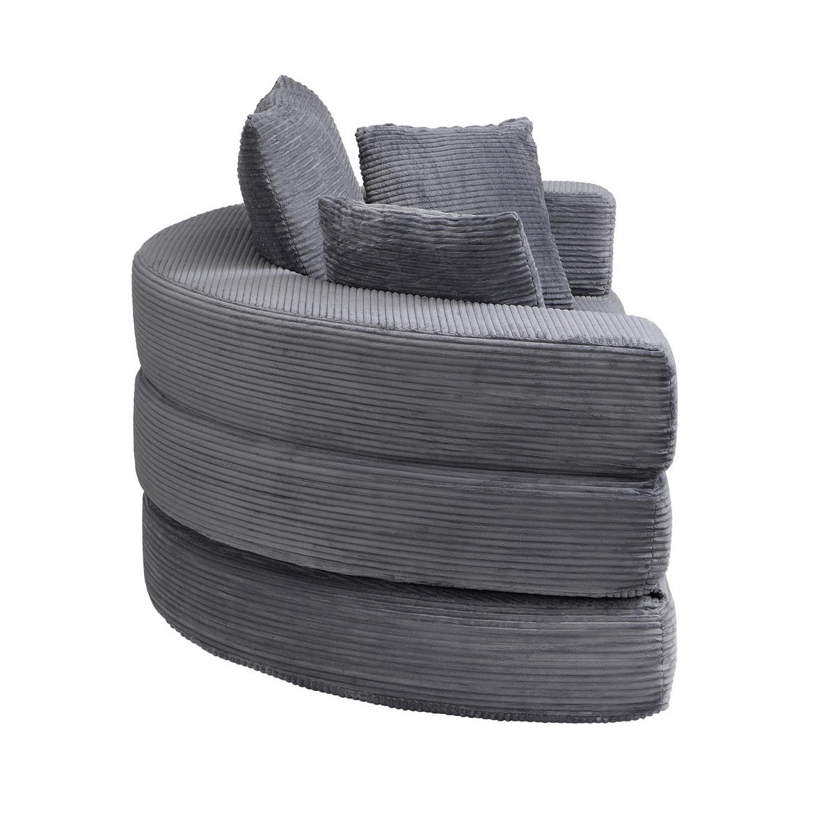 SOFA Grau Cordstoff Modular Klappsofa mit 3 Kissen,Multifunktionssofa - Grau, Textil (173/60/176cm) - PARAFTA HOME