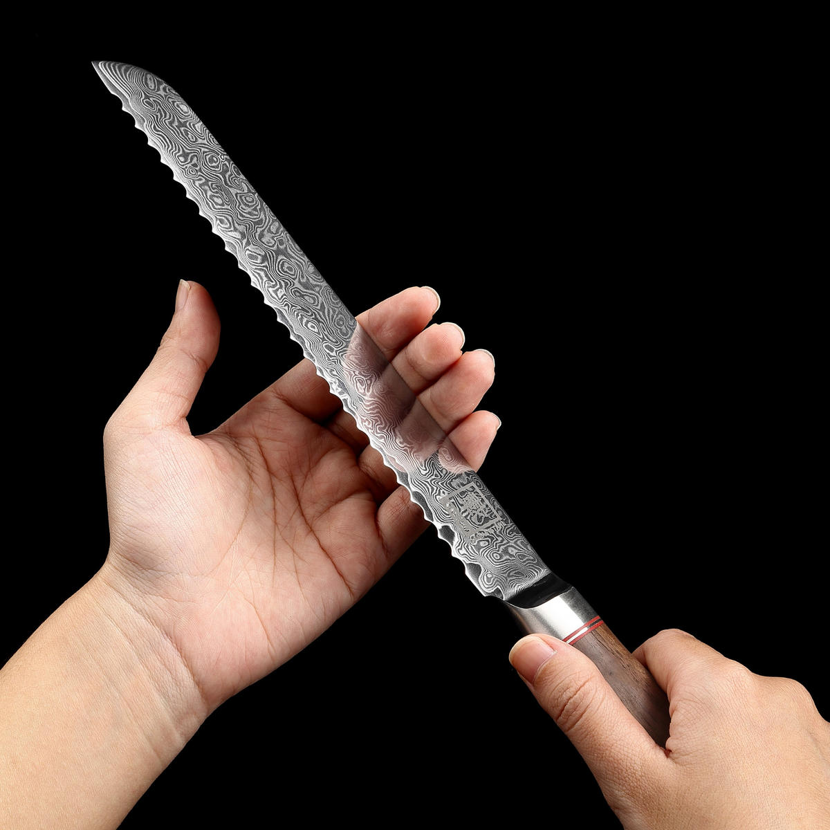 BROTMESSER 20 cm - Nussbaumfarben, Holz/Metall (34cm) - Zayiko