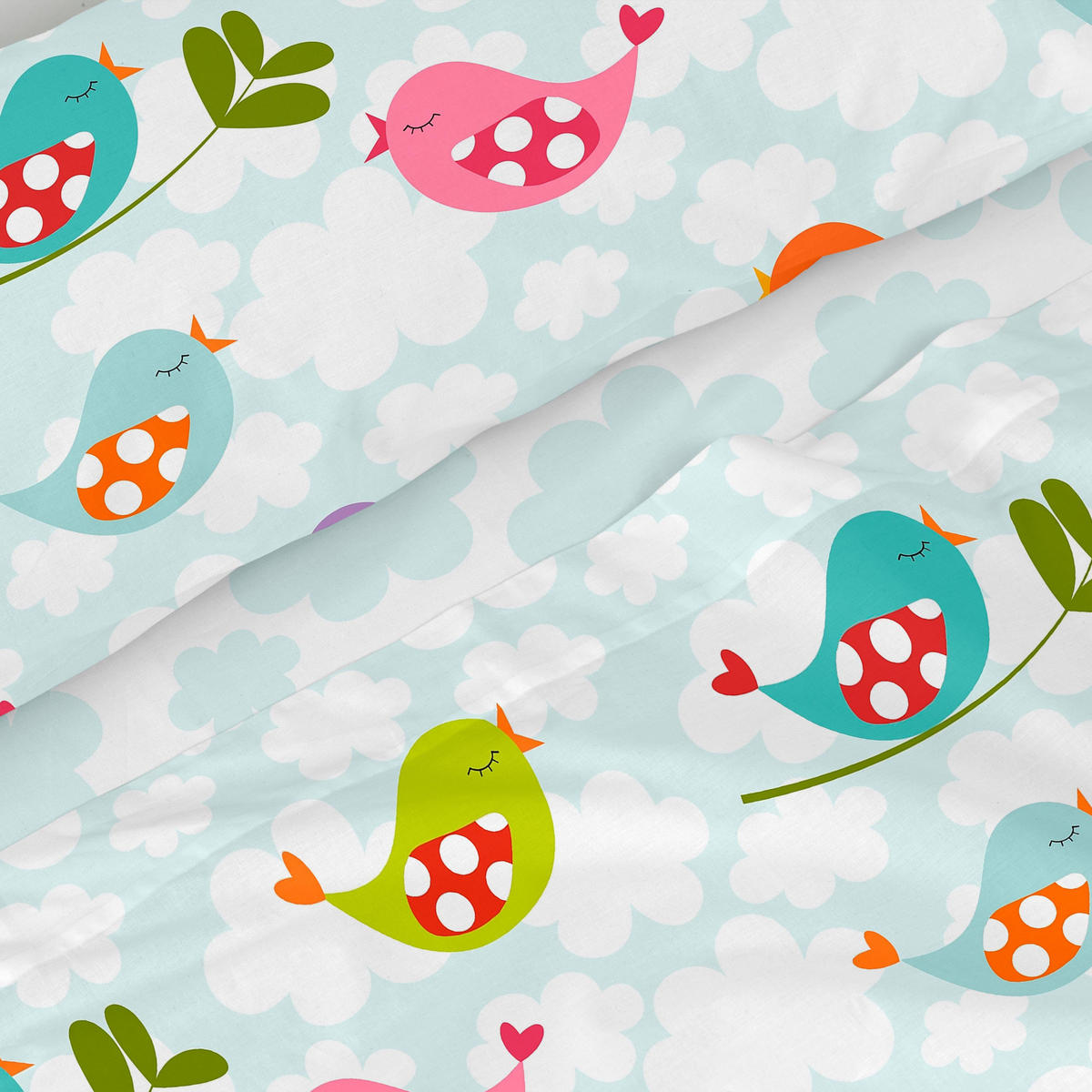 BETTWÄSCHE 2er-Set teiliges little birds 180x270 cm mehrfarbig - Multicolor, Textil (180/270cm) - Happy Friday