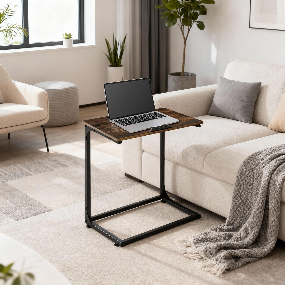 BEISTELLTISCH Ruston, 55 x 35 x 66,5 cm, Industrial Holz dunkel, rustikal - Rostfarben, Holzwerkstoff (55/35/66.5cm) - tectake