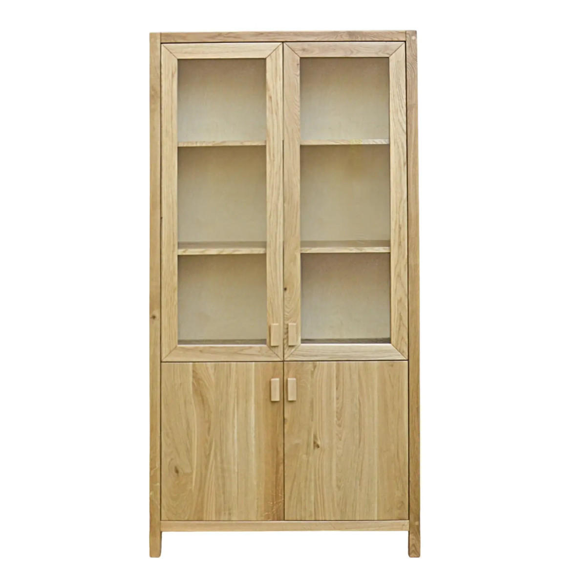 VITRINENSCHRANK aus Massivholz ins Wohnzimmer Büro DAVOS - Eichefarben, Holz (90/200/40cm) - Rawood Furniture