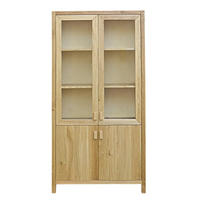 VITRINENSCHRANK aus Massivholz ins Wohnzimmer Büro DAVOS - Eichefarben, Holz (90/200/40cm) - Rawood Furniture