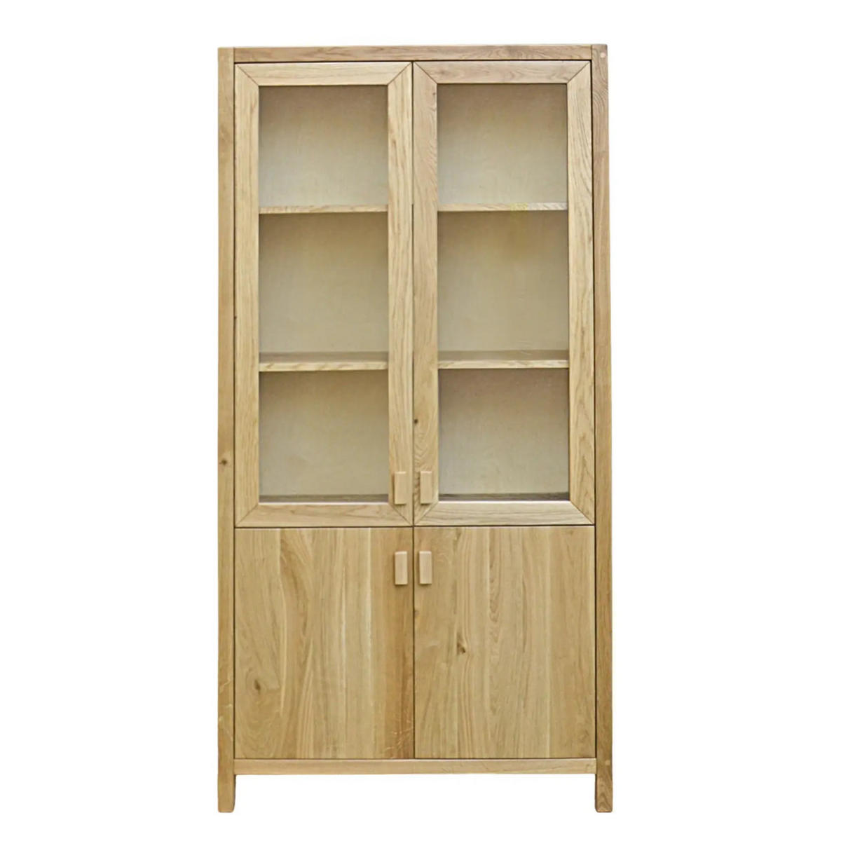 VITRINENSCHRANK aus Massivholz ins Wohnzimmer Büro DAVOS - Eichefarben, Holz (90/200/40cm) - Rawood Furniture