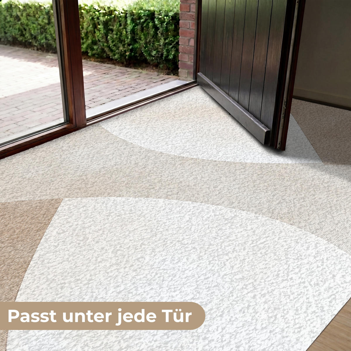 FUSSMATTE Braun - Japandi - Abstrakt Schmutzfangmatte 180x120 cm - Beige, Kunststoff (180/120cm) - MuchoWow