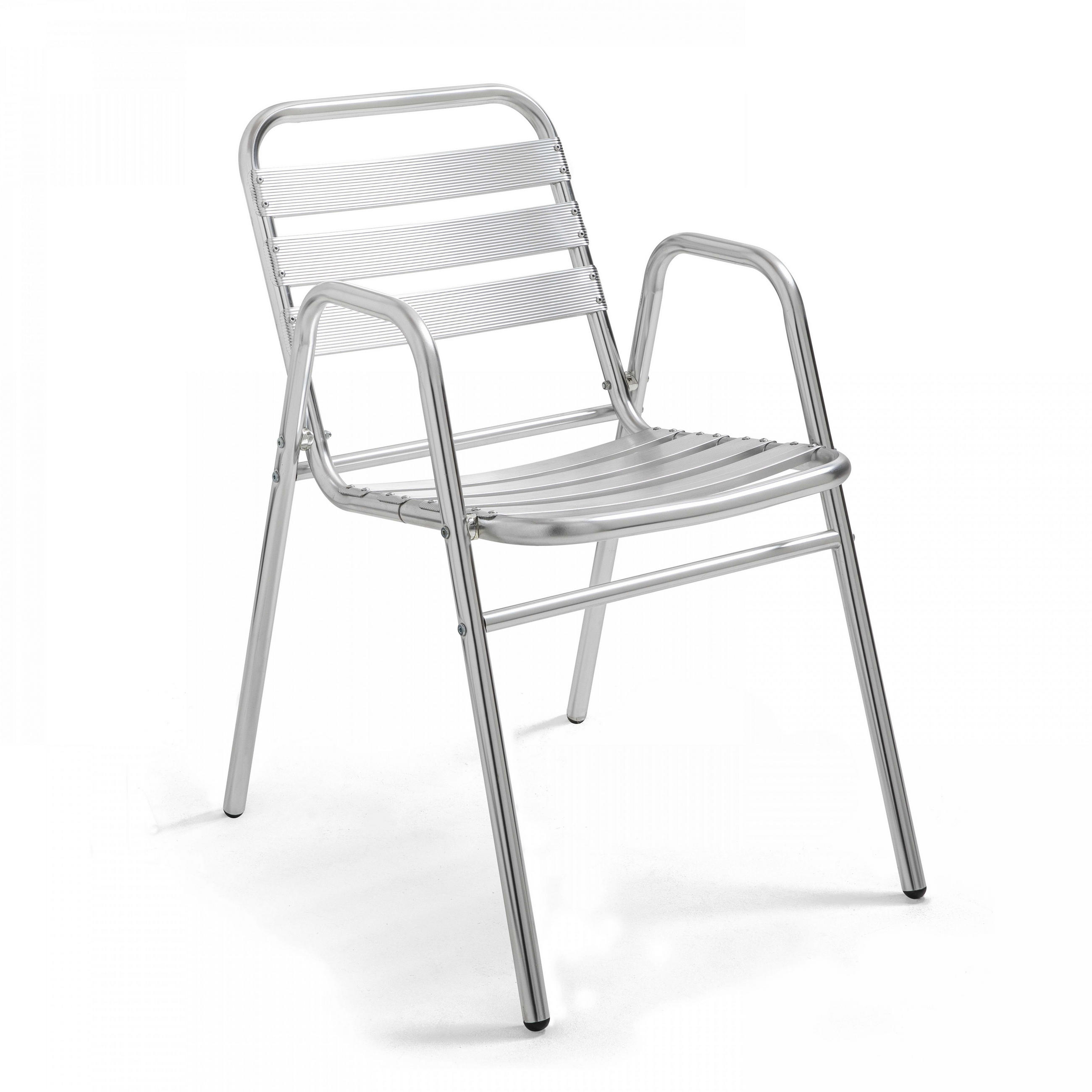 GARTENSTUHL 4-tlg., Grau - Silberfarben, Metall (48/75/61cm) - Oviala