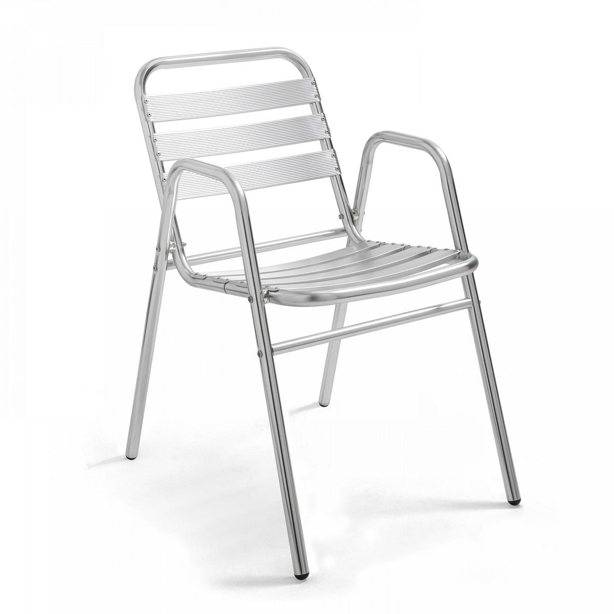 GARTENSTUHL 4-tlg., Grau - Silberfarben, Metall (48/75/61cm) - Oviala