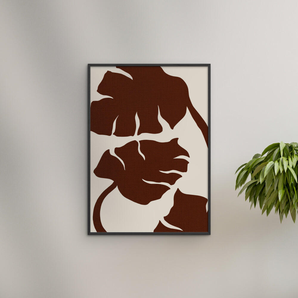 POSTER mit Rahmen Affordable Art Prints - Monstera- Canvas Brown - Schwarz/Braun, Holz/Papier (30/40cm) - Poster&Frame