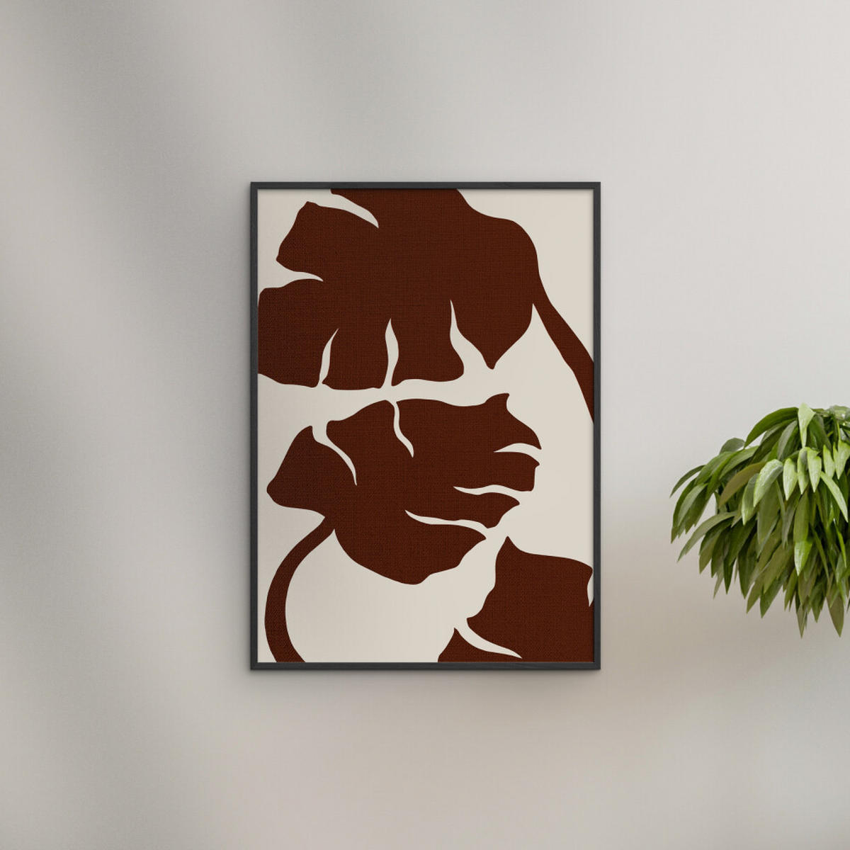 POSTER mit Rahmen Affordable Art Prints - Monstera- Canvas Brown - Schwarz/Braun, Holz/Papier (30/40cm) - Poster&Frame