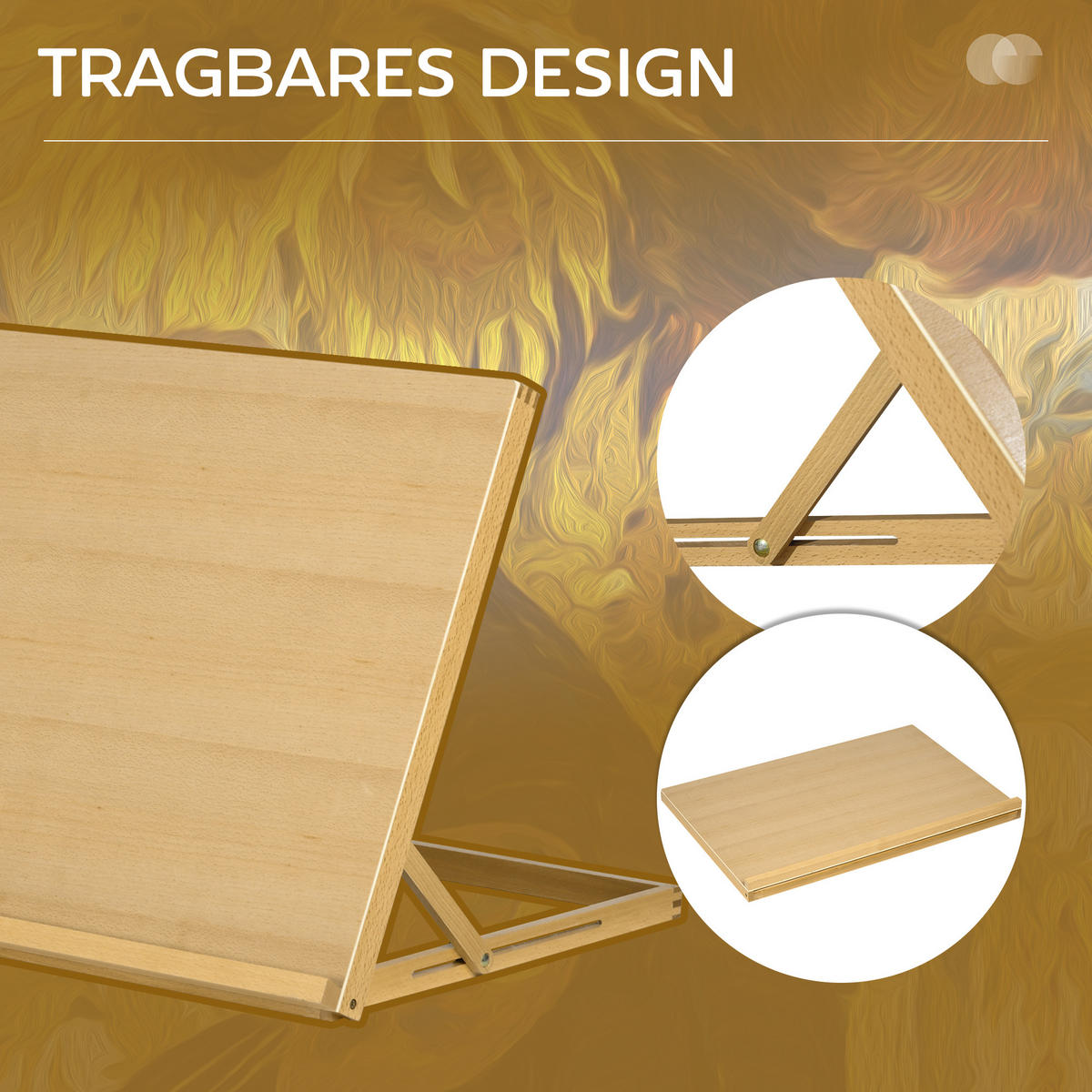 STAFFELEI aus Buchenholz mit 0°-90° Rahmenwinkel - Naturfarben, Holz (51.4/51/75.8cm) - Vinsetto