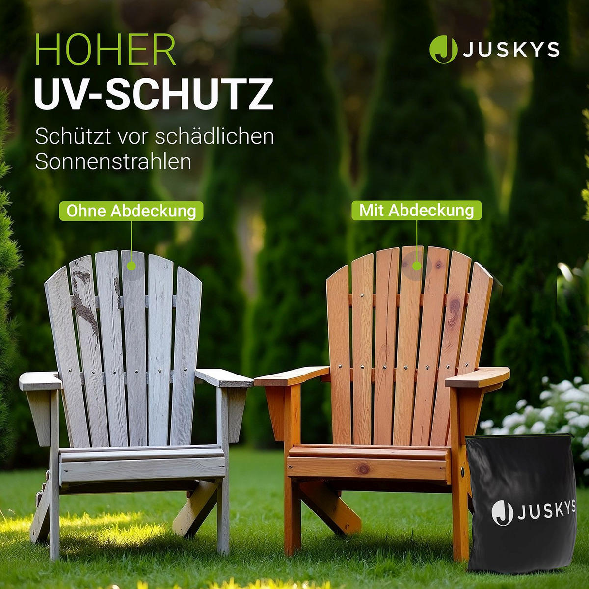 GARTENMÖBELABDECKUNG CoverSafe Pro schwarz - Schwarz, Kunststoff (200/90/200cm) - Juskys