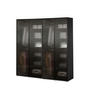 DREHTÜRENSCHRANK - Schrank Minewra 200 - Schwarz Flutes - Schwarz, Holzwerkstoff (200/200/51cm) - Möblo