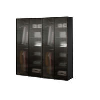 DREHTÜRENSCHRANK - Schrank Minewra 200 - Schwarz Flutes - Schwarz, Holzwerkstoff (200/200/51cm) - Möblo