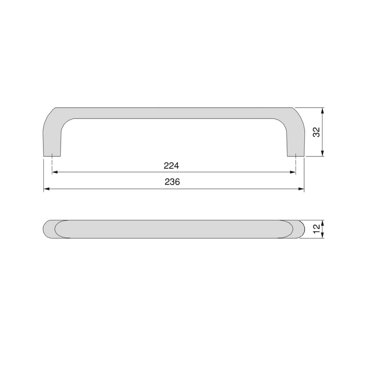 MÖBELGRIFFE Zagreb, L236mm, 224mm Achsenabstand, Zamak, Nickel satiniert 20er-set - Silberfarben, Kunststoff (1.2/4/23.6cm) - EMUCA