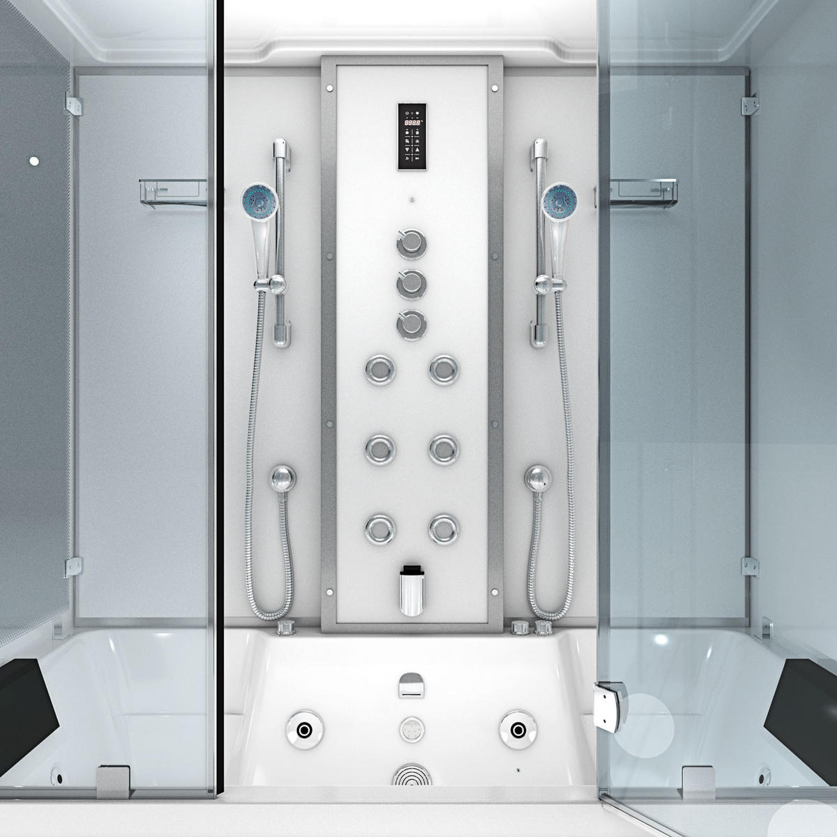 DAMPFDUSCHE Whirlpool K80-WS-TH-C-EC - Weiß, Glas/Kunststoff (180/100/228cm) - AcquaVapore by Sandra Jentho