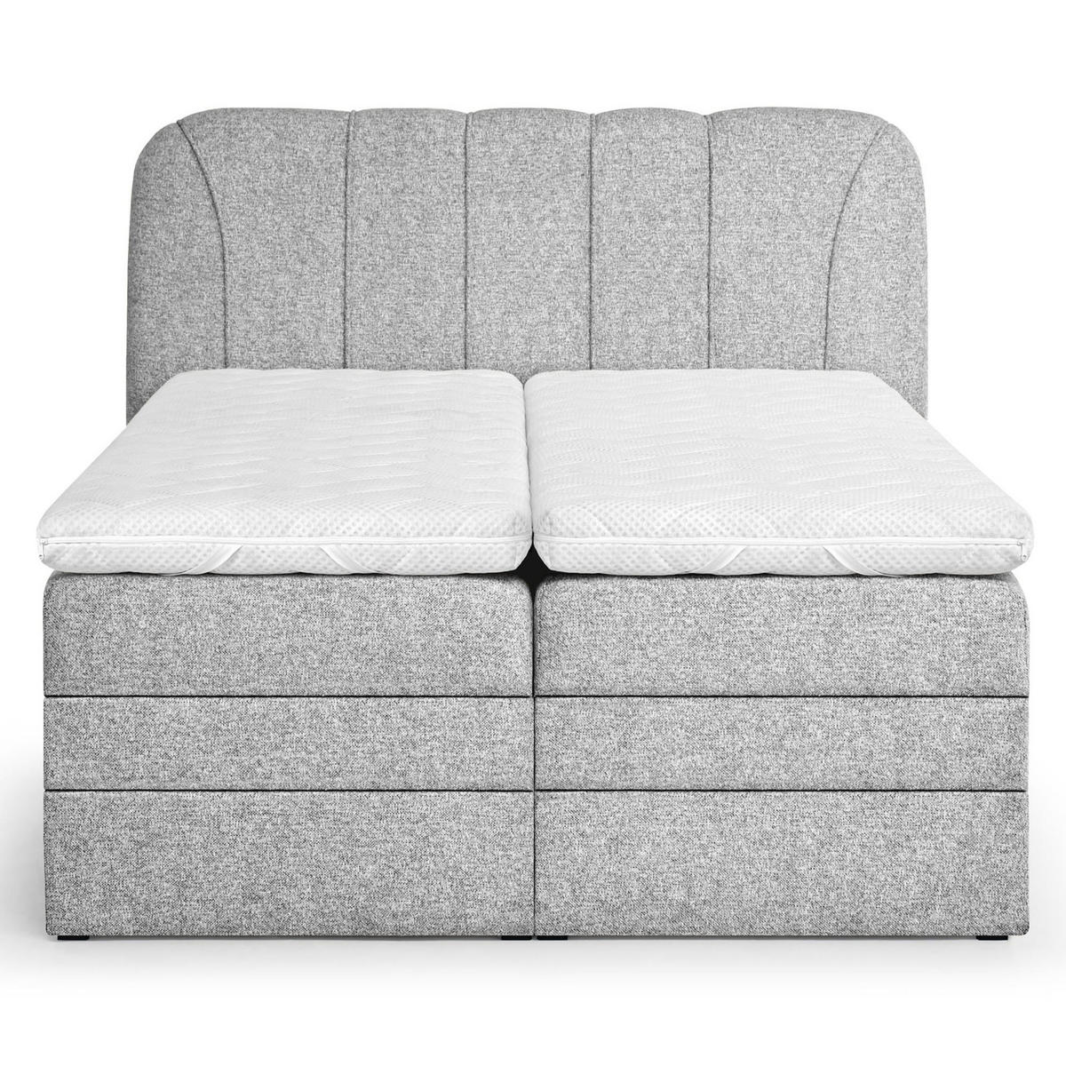 BOXSPRINGOVÁ POSTEL Romeo s elektrickým polohováním matrace, 140x200 cm, světle šedá - světle šedá, textil (140/200cm) - Beautysofa
