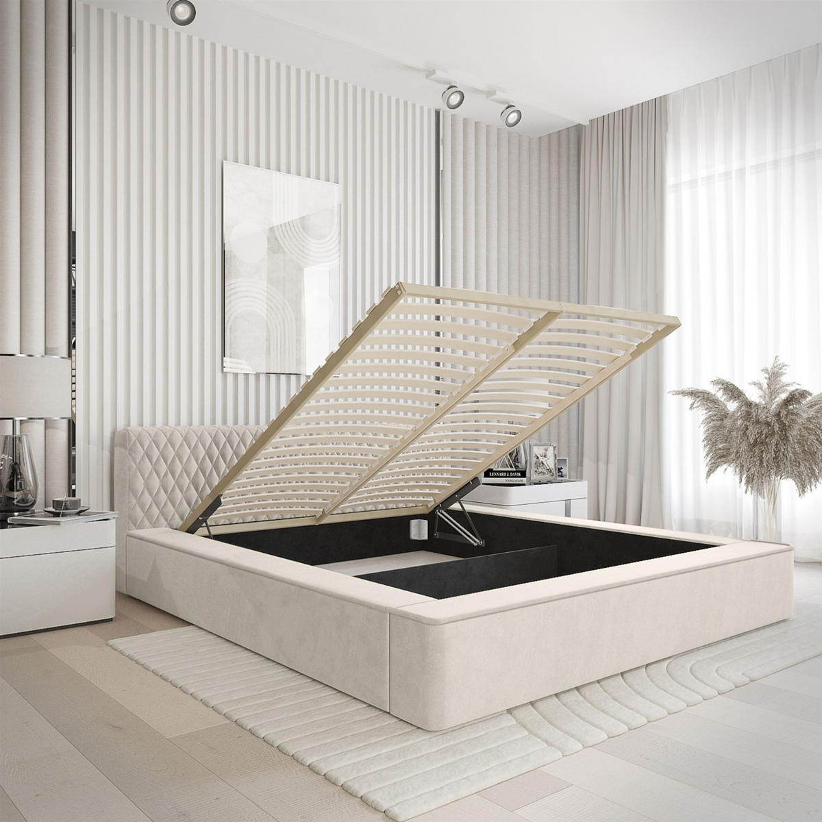 POLSTERBETT Norfolk In Ditra - Creme, Holzwerkstoff/Textil (160/200cm) - Fun Möbel