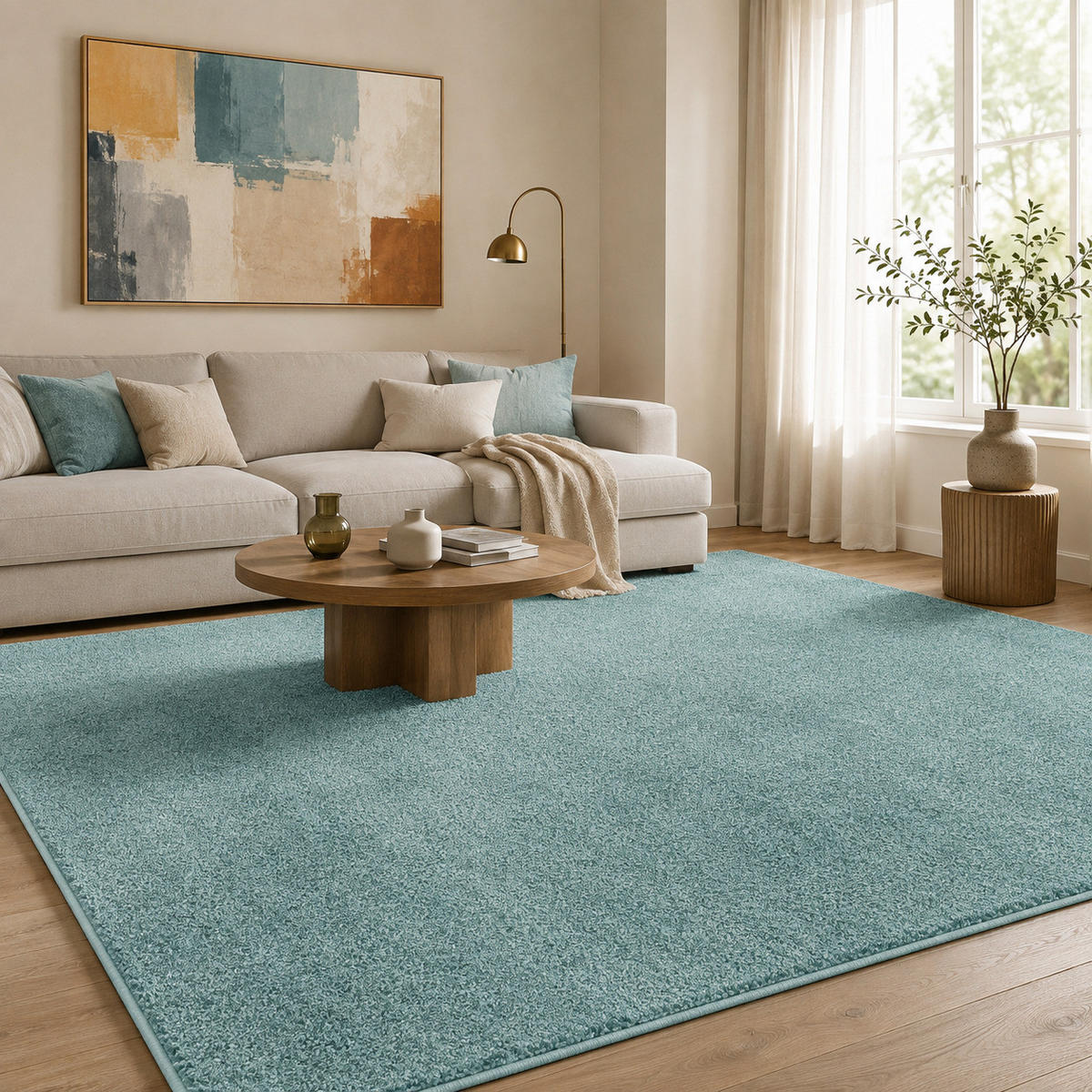 HOCHFLOR VELOURS TEPPICH LUNA - Mintgrün, Textil (200/250cm) - Snapstyle