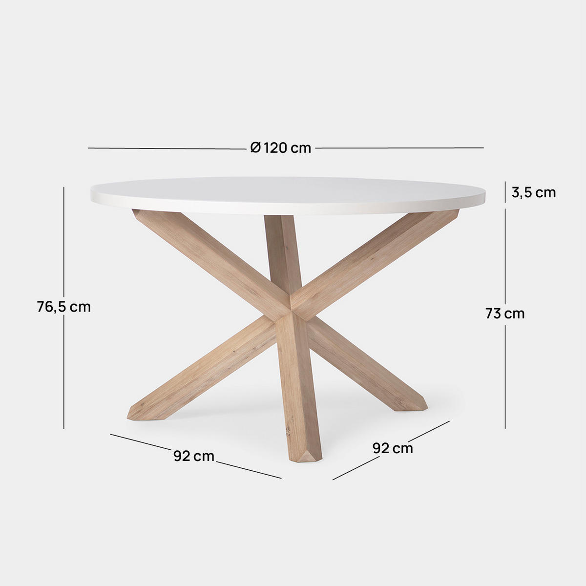 ESSTISCH Isak Weiß 120 cm x 76,5 cm - Weiß, Holzwerkstoff (120/120/76cm) - Klast Home