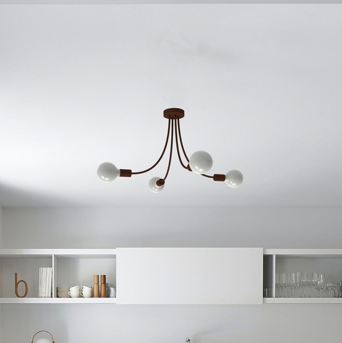 DECKENLEUCHTE - Dunkelbraun, Metall (60/60/40cm) - Lumicom