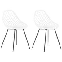ESSZIMMERSTUHL 2er-Set Kunststoff Weiß Canton - Weiß, Kunststoff/Metall (46/86/52cm) - Beliani