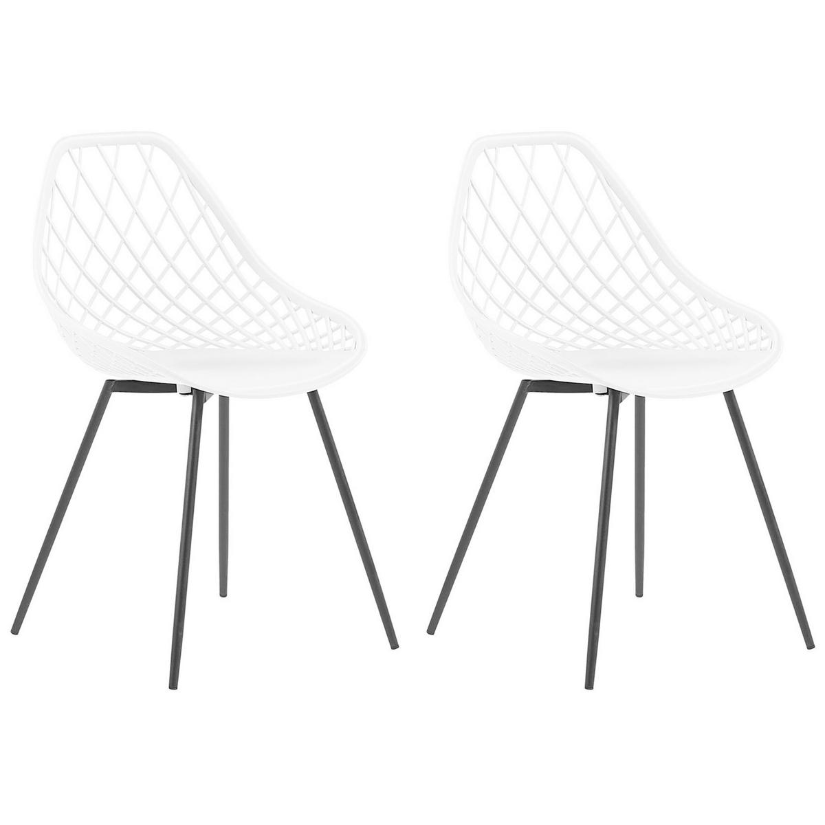 ESSZIMMERSTUHL 2er-Set Kunststoff Weiß Canton - Weiß, Kunststoff/Metall (46/86/52cm) - Beliani
