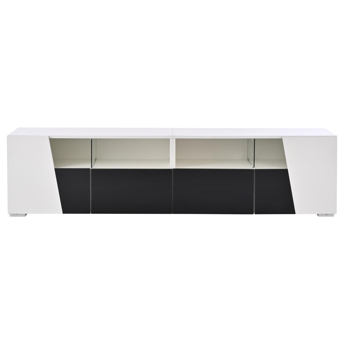 TV-SCHRANK 180/38,5/45 cm Weiß mit LED und 2 Schubladen - Schwarz, Holzwerkstoff (180/45/38.5cm) - Oxeza