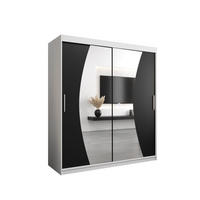 SCHWEBETÜRENSCHRANK 200/180/62 2-türig - Silberfarben/Schwarz, Holz/Kunststoff (180/200/62cm) - Abiks Möbel