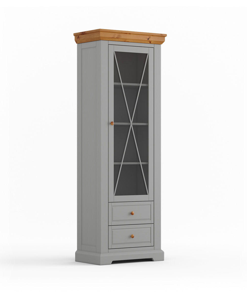 Feldmann-Wohnen Standvitrine Grau, Kiefer 70x200x41 cm
